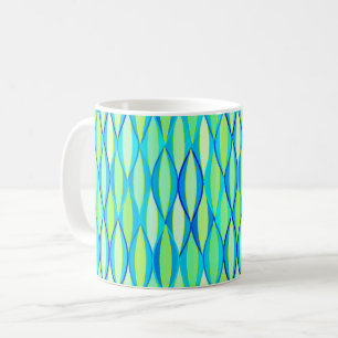 Mid-Century Ribbon Print - turquoise and lime Coffee Mug