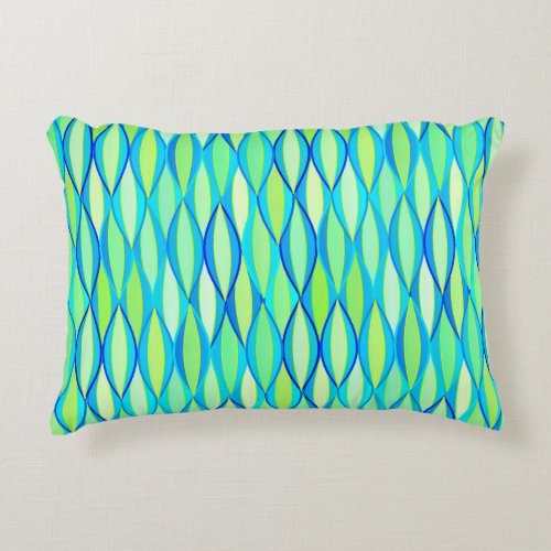 Mid_Century Ribbon Print _ turquoise and lime Decorative Pillow