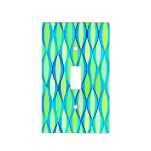 Mid-Century Ribbon Print - turquoise and lime Light Switch Cover