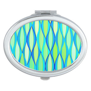 Mid-Century Ribbon Print - turquoise and lime Makeup Mirror
