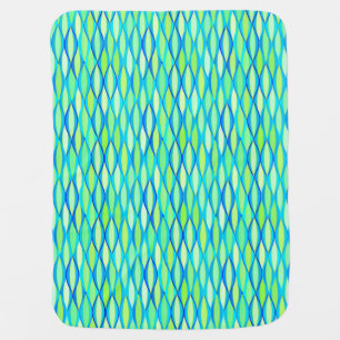Mid-Century Ribbon Print - turquoise and lime Receiving Blanket