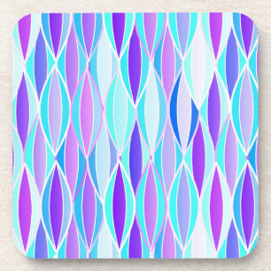 Mid-Century Ribbon Print - violet and aqua Beverage Coaster