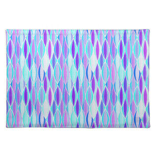 Mid-Century Ribbon Print - violet and aqua Cloth Placemat