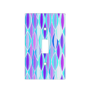 Mid-Century Ribbon Print - violet and aqua Light Switch Cover