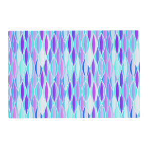 Mid-Century Ribbon Print - violet and aqua Placemat