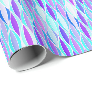 Mid-Century Ribbon Print - violet and aqua Wrapping Paper