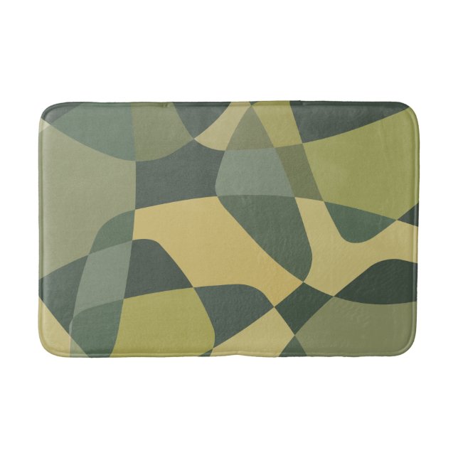 Mid Century Rock Layers Green Bath Mat (Front)