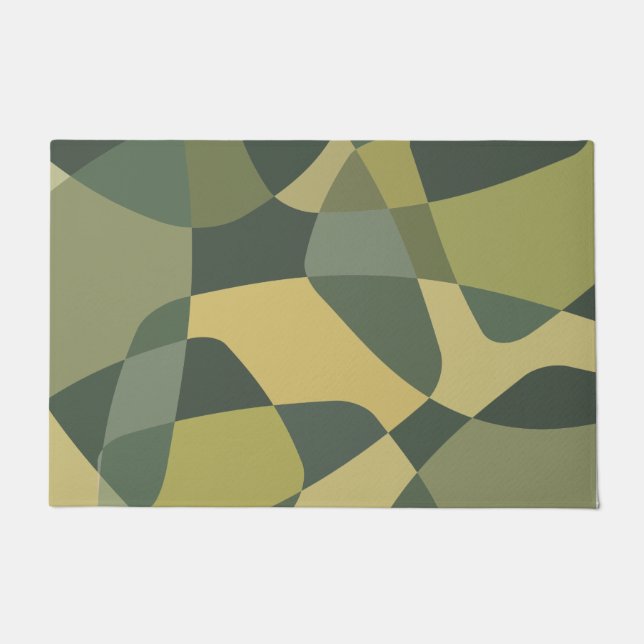 Mid Century Rock Layers Green Doormat (Front)