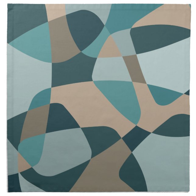 Mid Century Rock Layers Teal Cloth Napkin (Front)