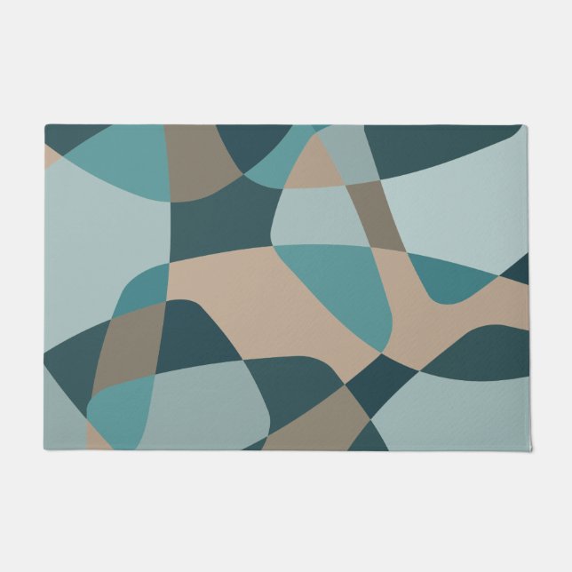 Mid Century Rock Layers Teal Doormat (Front)