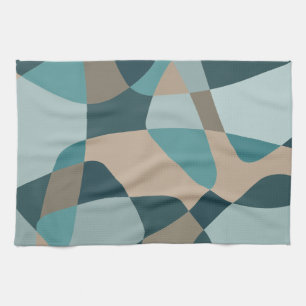 Mid Century Rock Layers Teal Kitchen Towel