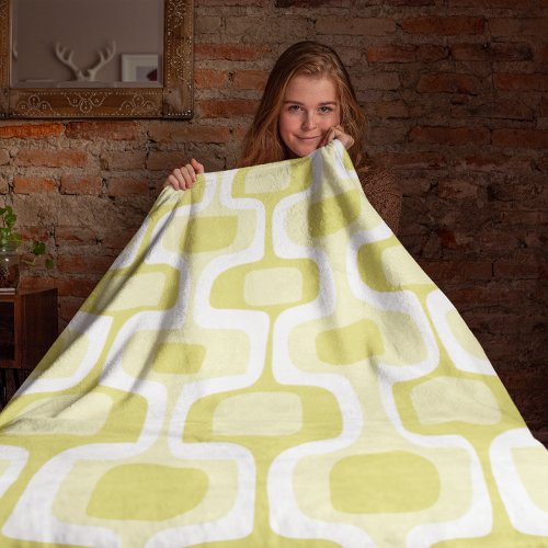 Mid_Century Rounded Rectangle Chartreuse Fleece Blanket