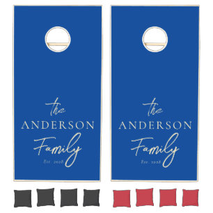 Mid-Century Royal Hand Written Family Name Cornhole Set