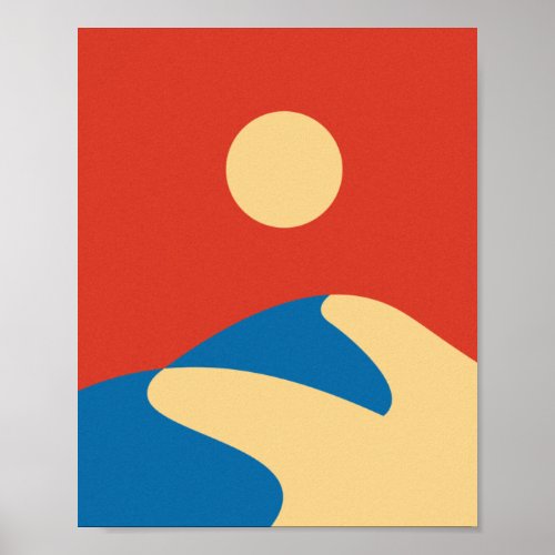 Mid Century Sahara Desert Mod Wall Art Sun Poster