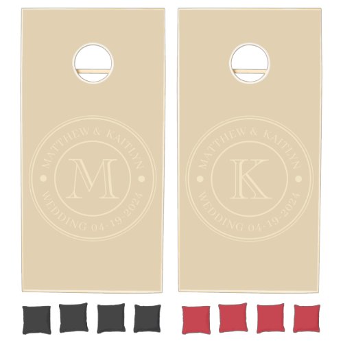 Mid-Century Sand Dune Wedding Monogram Cornhole Set