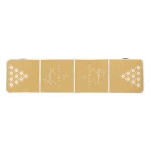 Mid-Century Sand Sunrise Hand Written Family Name Beer Pong Table