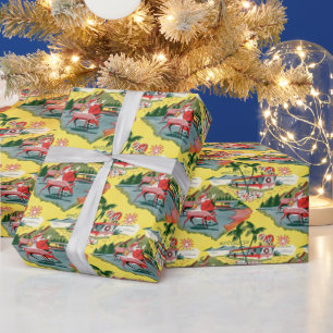 Mid-Century Santa Claus Florida Trailer Wrapping Paper