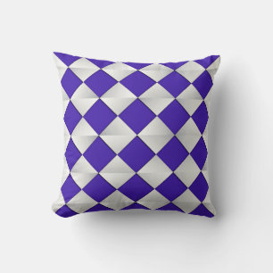 Mid-Century Satin Diamonds - cobalt and white Throw Pillow
