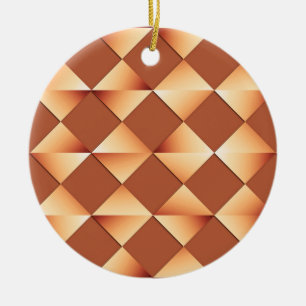 Mid-Century Satin Diamonds - copper and brown Ceramic Ornament