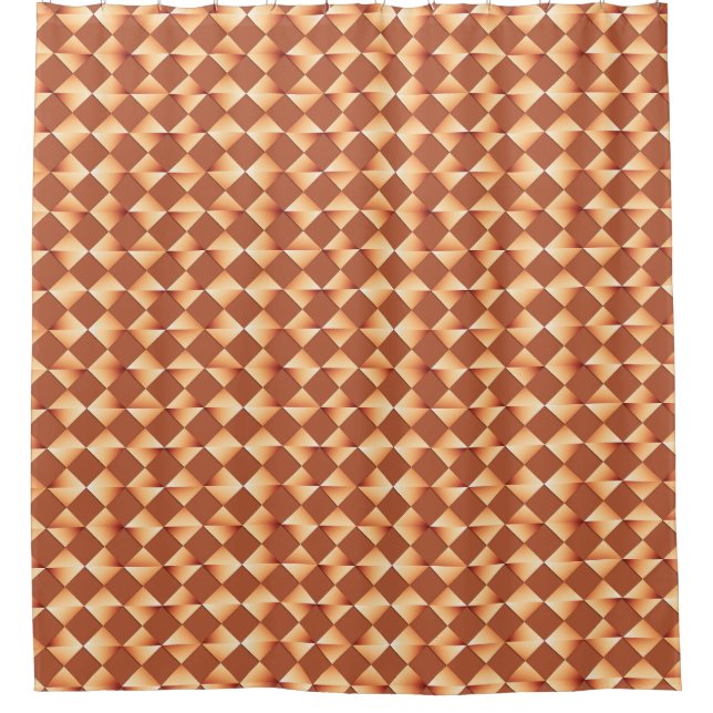 Mid-Century Satin Diamonds - copper and brown Shower Curtain (Front)