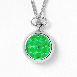 Mid-Century Satin Diamonds - emerald green Watch