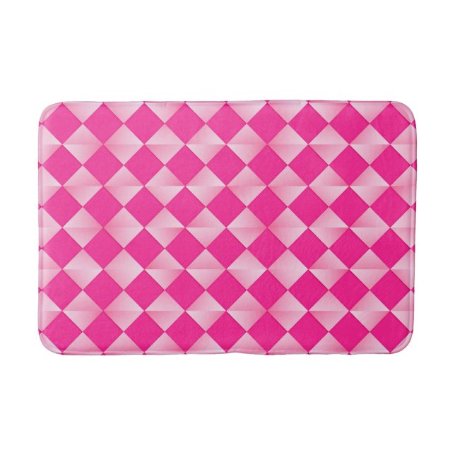 Mid-Century Satin Diamonds - fuchsia pink Bathroom Mat (Front)