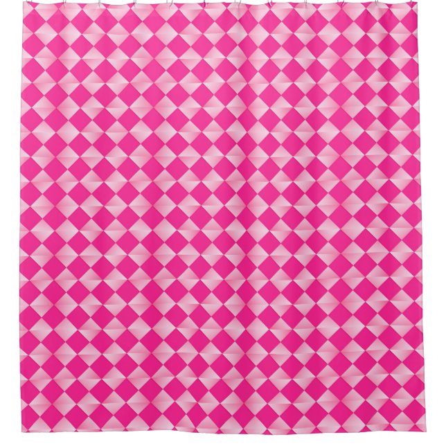 Mid-Century Satin Diamonds - fuchsia pink Shower Curtain (Front)