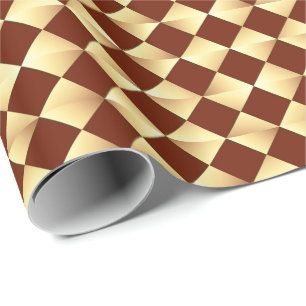 Mid-Century Satin Diamonds - gold & chocolate Wrapping Paper