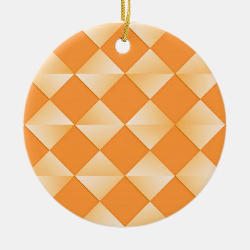 Mid_Century Satin Diamonds _ mandarin orange Ceramic Ornament