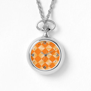 Mid-Century Satin Diamonds - mandarin orange Watch