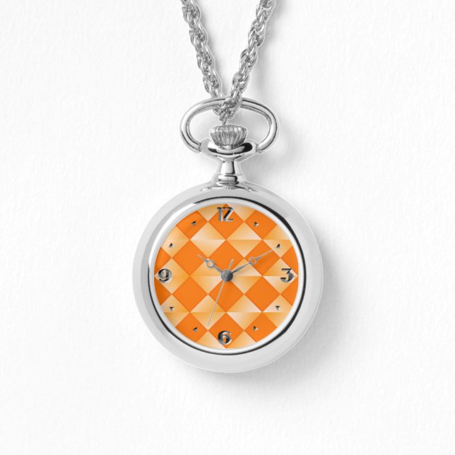 Mid-Century Satin Diamonds - mandarin orange Watch (Front)
