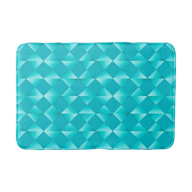 Mid-Century Satin Diamonds - turquoise & aqua Bath Mat (Front)