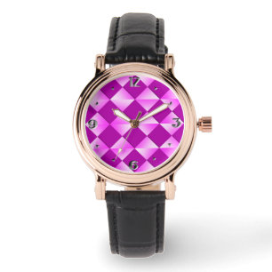 Mid-Century Satin Diamonds - violet and purple Watch