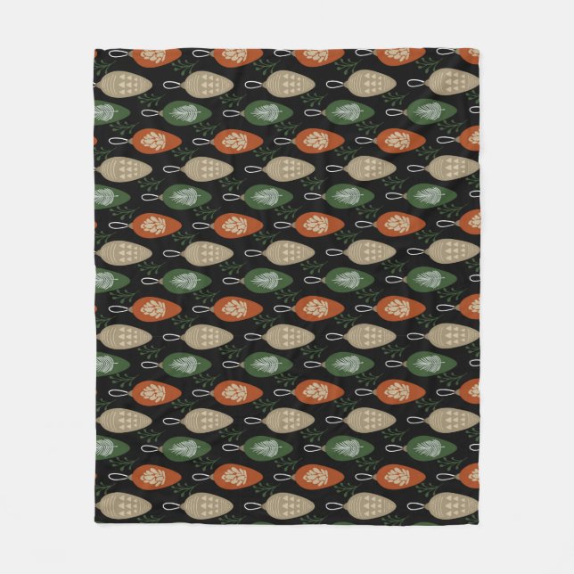 Mid Century Scandinavian Ornaments Fleece Blanket (Front)