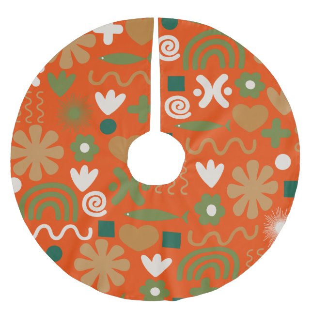 Mid-Century Scandinavian Retro Christmas Pattern Brushed Polyester Tree Skirt (Front)