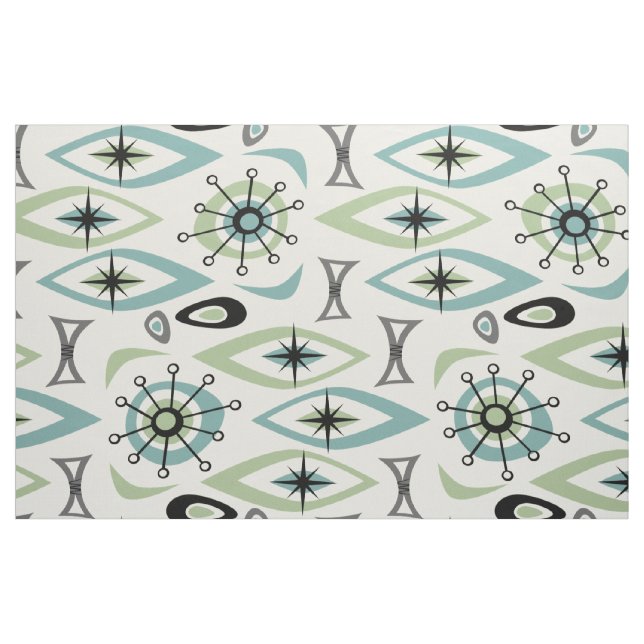Mid Century Shapes - Green/Blue ©studioxtine Fabric (Fat Quarter)