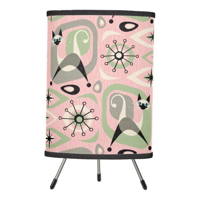 Mid Century Siamese Cat Abstract Tripod Lamp (Front)