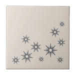 Mid-Century Silver Starbursts Ceramic Tile<br><div class="desc">Mid-century modern inspired design featuring vintage retro silver starbursts in an organic design on a light bone-colored background. Simple,  clean modern design.</div>