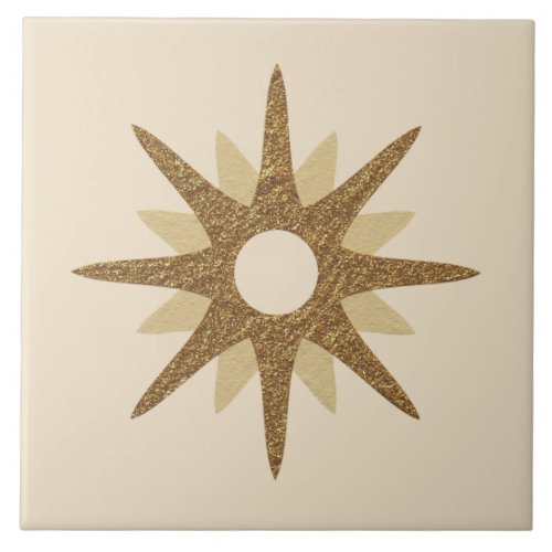 Mid_Century Single Gold Starburst  Large Ceramic Tile