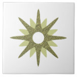 Mid-Century Single Green Starburst | Large Ceramic Tile<br><div class="desc">Mid-century modern inspired design featuring a single vintage retro green starburst on a white background. Simple, clean modern design. Create your own custom tile by uploading a new image, or use the "message" button to contact the designer for help. To create your own design: 1. Select personalize this template. 2....</div>