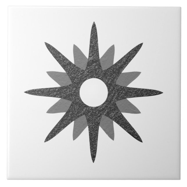 Mid-Century Single Silver Starburst | Large Ceramic Tile (Front)