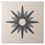 Mid-Century Single Silver Starburst | Large Ceramic Tile<br><div class="desc">Mid-century modern inspired design featuring a single vintage retro silver starburst on a bone-colored background. Simple, clean modern design. Create your own custom tile by uploading a new image, or use the "message" button to contact the designer for help. To create your own design: 1. Select personalize this template. 2....</div>