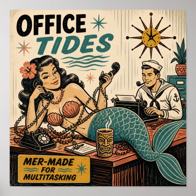 Mid Century Siren on the Desk Poster (Front)