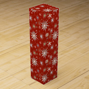 Mid-Century Snowflakes On Red Wine Box