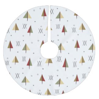 Mid Century Snowy Forest Brushed Polyester Tree Skirt