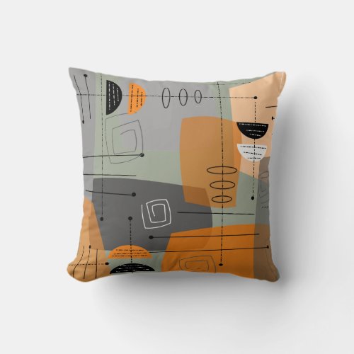 Mid_Century Space Age Abstract Throw Pillow