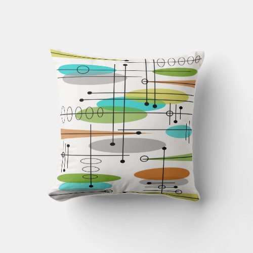 Mid_century Space Age Abstract Throw Pillow