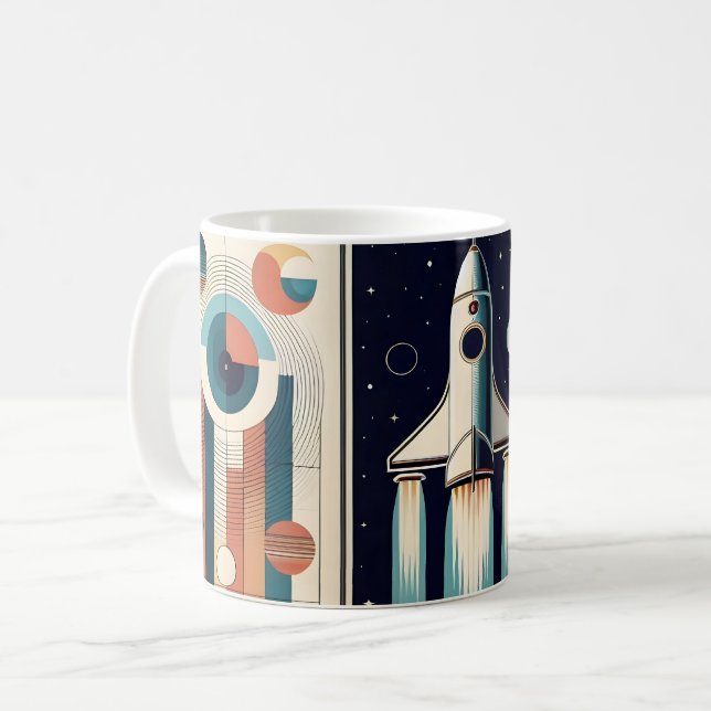 Mid Century Space Age Art Galaxy Navigation Coffee Mug (Front Left)