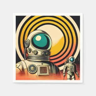 Mid Century Space Age Astronaut Landing Art  Napkins