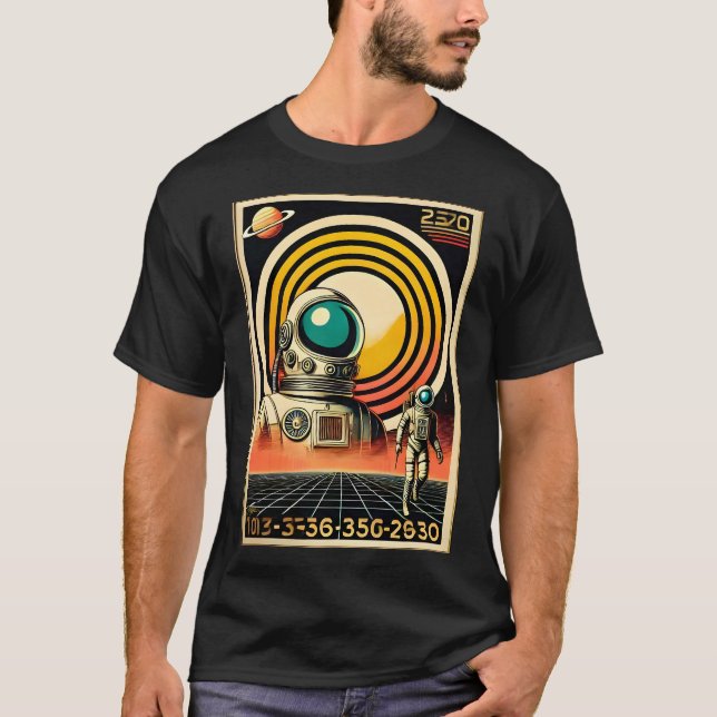Mid Century Space Age Astronaut Landing Art  T-Shirt (Front)